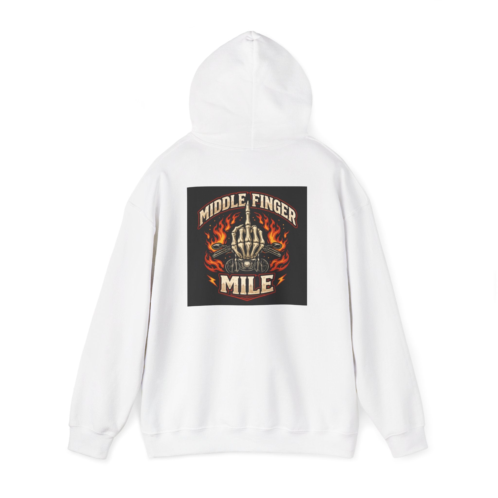 Middle Finger Mile Hoodie — Skull & Flames Biker Pullover