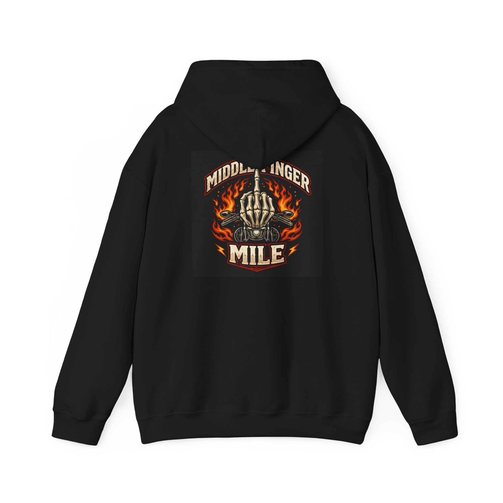 Middle Finger Mile Hoodie — Skull & Flames Biker Pullover
