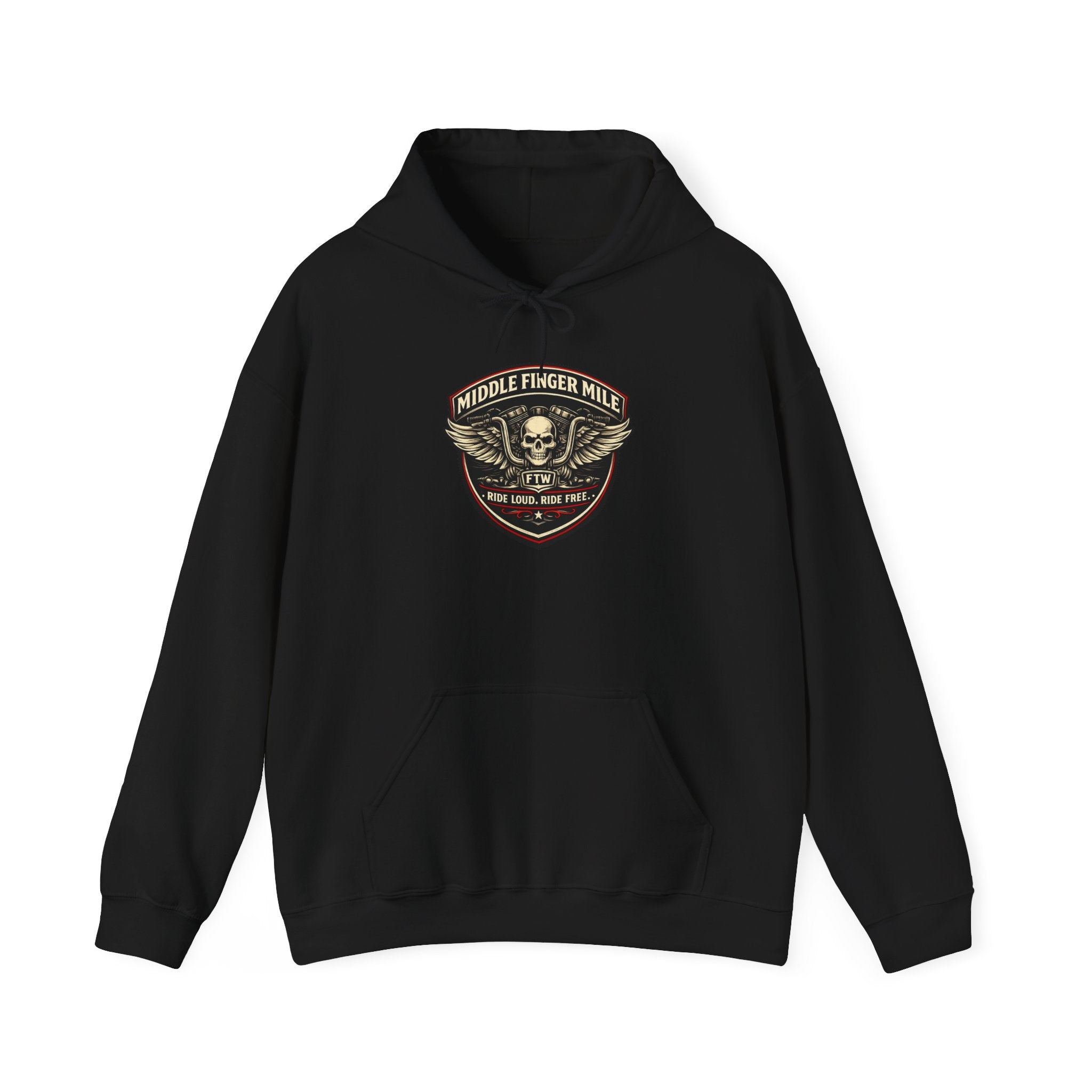 Middle Finger Mile Hoodie — Skull & Flames Biker Pullover