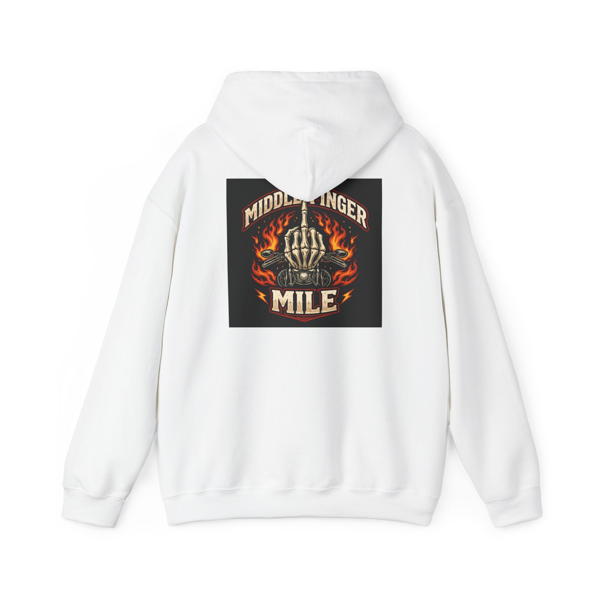 Middle Finger Mile Hoodie — Skull & Flames Biker Pullover